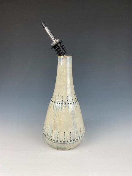 Dotted olive oil bottle, white Firefly