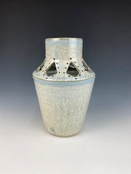 Dotted & cut out Flower Vase, light blue Firefly